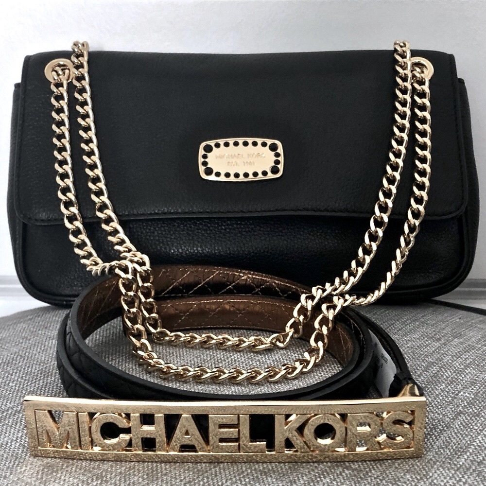 NEW MICHAEL KORS Black Leather Evening Bag